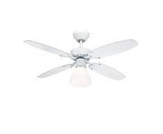 Westinghouse Lighting Capitol, Deckenventilator, Einzelleuchte mit Opalmilchglas, metall, 42 W, Ausführung in Weiß mit Wendeflügeln in Weiß/Buche, 105 x 105 x 44 cm