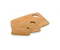 kela 12009 Schneidebrett rechteckig Bambus Holz Schneidebrett - Eckiges Schneidebrett aus Bambus, Holz, einfarbig, 3 StÃ¼ck