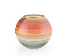 Angela neue Wiener Werkstaette Kugelvase aus Glas veredelt, orange/wasserblau, 14 x 14 x 12 cm
