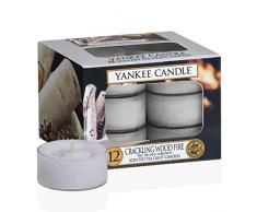 Yankee Candle Crackling Wood Fire Teelichter, Kerzenwachs, grau, 12 Stück