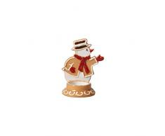 Villeroy & Boch Winter Bakery Decoration Lebkuchenschneemann, dekorativer Teelichthalter aus Hartporzellan in traditioneller Backform, braun/weiß