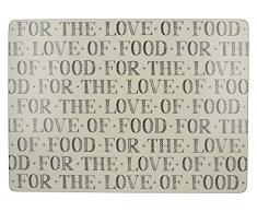 CREATIVE TOPS Stir It upfor die Liebe von Lebensmitteln Bedruckt Große Tischsets, 40 cm x 29 cm-Black/Creme (4 Stück), Kork, cremefarben/Schwarz, 1 x 1 x 0,5 cm