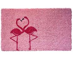 Entryways P1022 Flamingos rutschfeste Kokosfußmatte, Kokosfaser, rosa, 40 x 60 x 1,3 cm