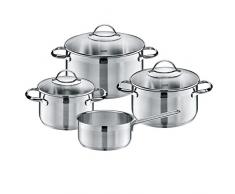 Silit Achat Topfset 4-teilig, Töpfe mit Glasdeckel, Induktionstöpfe, Edelstahl poliert, Induktion, unbeschichtet, backofengeeignet