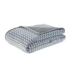 Gözze Wohn- und Kuscheldecke, Doppellagig verarbeitete Wendedecke, Im Wellen Design, 150 x 200 cm, Silber, 40121-90-150200