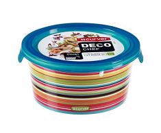 CURVER Frischhaltedose Deco Chef Streifen-Motiv 0.5L rund, Plastik, bunt, 12.5 x 12.5 x 6.5 cm