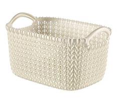 CURVER Aufbewahrungskorb, rechteckig, Kunststoff in Strick-Optik, Oasen-Weiß, 3 Liter