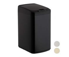 Relaxdays Sensor Mülleimer 12l, eckiger Abfalleimer mit Deckel & Inneneimer, Küche & Bad, Automatik Mülleimer, schwarz