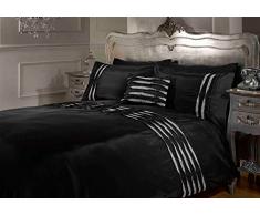 Belle Amie mit Luxury Style Bettbezug Quilt Betten Set mit Passende Kissenbezüge, Schwarz, Single