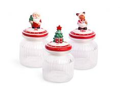 Excelsa Xmas Kochlöffel, Glas, Deckel aus Keramik, transparent, dekoriert, Fassungsvermögen: 650 ml