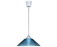 Trio Leuchten Pendelleuchte mit Riefenglas in blau-transparent, exklusive 1 x E27 max. 60 W, ø 30 cm, Länge 125 cm 301400112