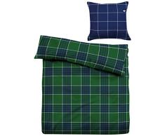 TOM TAILOR 0009503 Flanell Bettwäsche Garnitur mit Kopfkissenbezug (Baumwolle) 1x 155x220 cm + 1x 80x80 cm, indigoblau