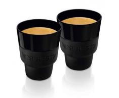 Nespresso TouchLungo Becher (170 ml) aus schwarzem Porzellan und weichem Silikon, in Markenschachtel, von Berlin Designstudio Geckeler Michels, 2 Stück