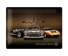 Nostalgic-Art 23252 Mercedes-Benz-3 Cars | Retro Vintage-Schild | Wand-Dekoration | Metall | 30x40 cm Blechschild 30 x 40 cm, Bunt, 30 x 40 x 0.2 cm