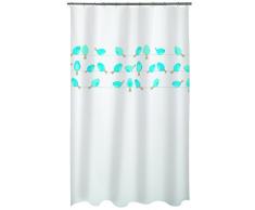 Spirella Anti-Schimmel Duschvorhang Vögel Anti-Bakteriell, waschbar, wasserdicht PEVA 180x200cm Blau Weiß