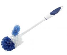 FACKELMANN WC-Bürste Tecno, WC-Garnitur aus Kunststoff, Toilettenbürste mit Zusatzbürste (Farbe: Blau/Weiß), Menge: 1 Stück