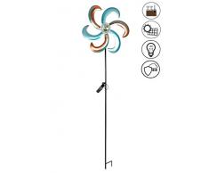 ABC Home Garden Windrad Solarleuchte Solarstecker LED Solarbetrieben Ein-& Ausschalter Lichtsensor, Metall, Mehrfarbig, 12.5 x 30 x 121 cm
