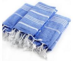 2 Stück Pestemal Türkisches Handtuch Set – 1 Badetuch 37 x 70 + 1 Handtuch 23 x 36 100% Baumwolle TM von 178 cm Nacht Blau