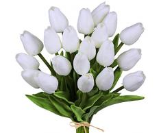 Winlyn Künstliche Tulpen Blumen für Hochzeit Party Zuhause Dekoration reinweß