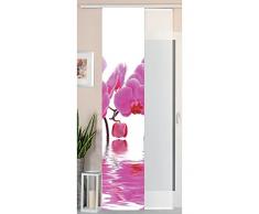 Gardinenbox 2er Set Schiebegardine Flächenvorhang Wildseide Optik und Voile Paneel, 245x45, Orchidee Pink, 80400