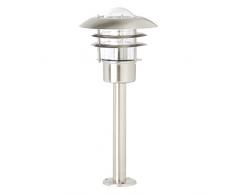 Brilliant 45784/82 Terrence Außensockelleuchte, Höhe 50 cm, 1-flammig, E27, maximal 60 W, LED geeignet, Metall/Glas, IP44, spritzwassergeschützt, edelstahl