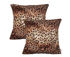 Queenie – 4 PCS Überwurf, Webpelz Kissenbezüge Kissenbezug für Sofa Kissen Fall erhältlich in 5 Farben und 6 verschiedenen Größen, baumwolle, leopard, 26 x 26 inch (65 x 65 cm)