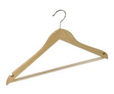 WENKO Formbügel Job mit Steg, Kleiderbügel mit rutschfestem Hosensteg und Rockeinkerbung, körpergeformt, Holz, 45 x 23.5 x 1.2 cm, Braun