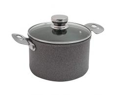Ballarini Portofino Topf mit Glasdeckel 24 cm 9Q78-D.24 aus Aluminium mit Granitium-Antihaftbeschichtung induktionsgeeignet steinoptik Made in Italy