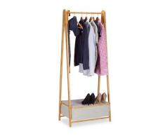 Relaxdays Garderobenständer 160 cm hoch, Bambus Kleiderständer und Box, freistehende Garderobe mit Stauraum, natur