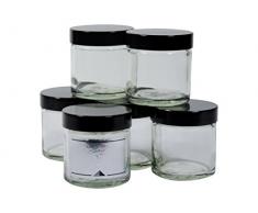 Viva Haushaltswaren - 10 x Glastiegel 60 ml, kleine Glasdosen mit Deckel als Cremetiegel, Schraubdeckelglas, Gewürzglas, Kosmetikdose etc. verwendbar (inkl. Beschriftungsetiketten)