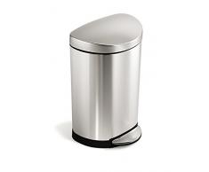 simplehuman, 10 Liter, halbrunder Treteimer, gebürsteter Stahl, 10 Jahre Garantie