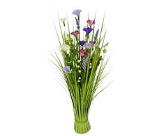 Flair Flower Grasbund mit Blüten, Kunst, Künstliches Gras, Grün, Kunstgras, Kunstpflanzen, Dekogras, Grasbüschel, Ziergras, Deko, Grasarrangement, variiert, 66x20x20 cm