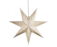 Konstsmide 2959-280 Weißer Papierstern, perforiert und goldfarben bestickt, 60x60cm / für Innen (IP20) / 230V Innen / ohne Leuchtmittel
