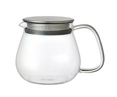 Kinto Unitea - 460 ml One Touch Teekanne - Hitzebeständig - Glas-Teekanne mit Edelstahlfilter und Deckel