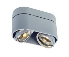 SLV LED Deckenlampe KARDAMOD für eine effektvolle Innenbeleuchtung | Dreh- und schwenkbare LED Deckenleuchte, Decken-Strahler, Spot Innenleuchte | Zweiflammig, Rund, Silbergrau, GU10, max 75W, E -A++