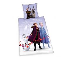 Herding Disneys Die Eiskönigin 2 Bettwäsche- Set, Exklusiv nur bei Amazon, Bettbezug 135 x 200 cm, Kopfkissenbezug 80 x 80, Baumwolle/Renforcé, Lila