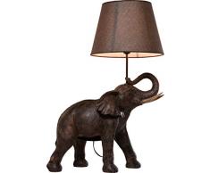 Kare Tischleuchte Elephant Safari, 32775, moderne Design Nachttischlampen mit detailreichem Elefant, braun-beige (H/B/T) 73,5x52,3x33cm