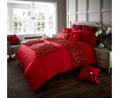 Luxuriöses Bettwäsche-Set für Einzelbett mit Kissenbezug, wendbar, Poly-Baumwolle, Verina Rot