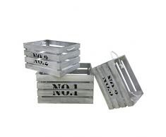 Rebecca Mobili 3er Set Industrial Design, Holzkisten für Aufbewahrung, Weiß, für Schlafzimmer Wohnzimmer Garage – Maße: 22 x 41 x 30 cm (HxLxB) - Art. RE4292