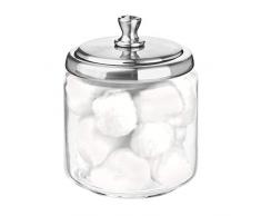 iDesign York Apothekerglas für das Badezimmer, kleine Dose mit Deckel aus Glas und Metall, durchsichtig und silberfarben