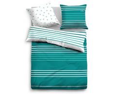 TOM TAILOR 0069836 Satin Bettwäsche Garnitur mit Kopfkissenbezug (Baumwolle) 1x 155x220 cm + 1x 80x80 cm, Blue Bird