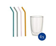 Villeroy & Boch - Artesano Hot & Cold Longdrink-Set, 8 tlg., wiederverwendbare Trinkhalme, Borosilikatglas, spülmaschinengeeignet