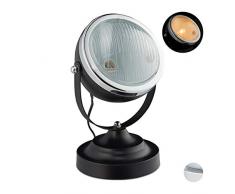 Relaxdays Tischlampe im Scheinwerfer-Look, Vintage-Retro Design, für Wohnzimmer & Loft, Metall, HxD: 26 x 19 cm, schwarz