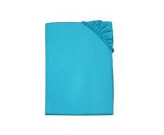 Kinzler C-10031/68 Baumwoll-Satin Spannbettlaken Uni 100x200 cm, Aqua