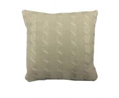 highams Uni Kabel Knit Kissenhülle Kissen Fall Sofa ungefüllt 43 x 43 cm 43,2 x 43,2 cm, 100 % Baumwolle, Naturfarben / Beige, 17x17 - 43 x 43 cm