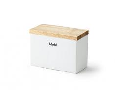 Continenta Vorratsdose „Mehl“ aus Keramik, mit Holzdeckel und Silikonring, 20 x 10 x 14,5 cm
