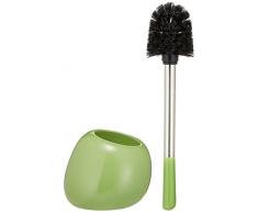 WENKO WC-Garnitur Polaris, hochwertiger Toilettenbürstenhalter aus edler Keramik, inklusive Toilettenbürste, 15 x 34,5 x 14,5 cm, Grün