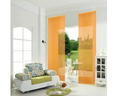Gardinenbox.eu Schiebegardinen 2er-Set 855892-ORANGE Pack Schiebepanel, Flächenvorhang Uni mit Klettband incl. Paneelwagen, 100% Polyester, Orange, HxB 245x60 cm, 2