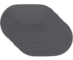 Venilia spiral grey Tischset Platzset Tischwäsche Platzdeckchen für Esszimmer gewebt Oval Muster Grau 4er Set Vinyl, lebensmittelecht, 45 x 30 cm, 4 Stück, 59114, Kunststoff