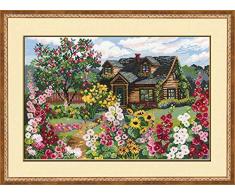 Riolis Blühender Garten Kreuzstich-Set, Baumwolle, Mehrfarbig, 38 x 26 x 0.1 cm